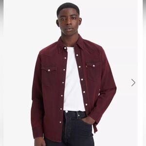 Levi's Men's Western Burgundy Denim Shirt Jacket